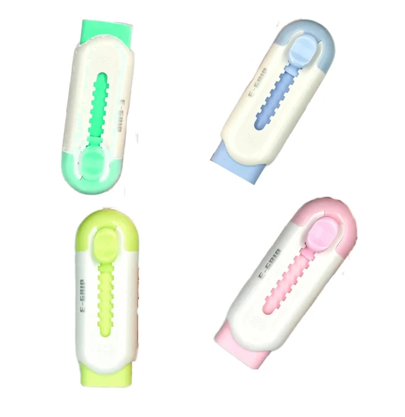 Mikro E-Grip Yumuşak Silgi Sürgülü Açılır -Kapanır Pastel Renkler