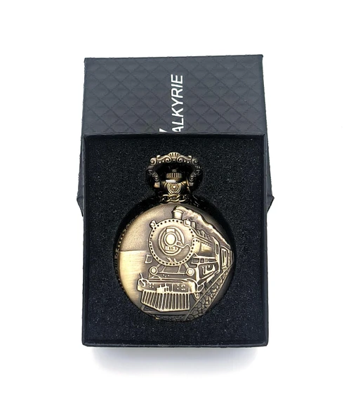 Valkyrie Retro Vintage Kabartmalı Dumanlı Tren Zarif Köstekli Cep Saati