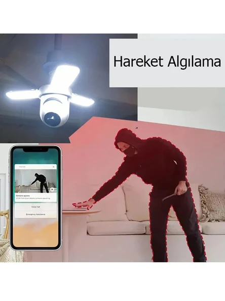 Ev İçi Akıllı Duy Girişli CCTV Güvenlik Kamera ve Led Ampul Ses Özellikli - 3