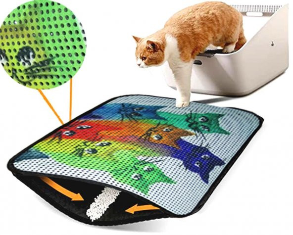 Miapet Elekli Desenli Kedi Tuvalet Önü Paspası 60 x 45 cm Yedi Kedi