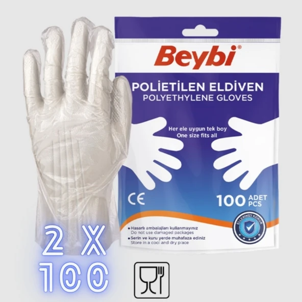 Beybi Polietilen Pet Eldiven (2 Paket)