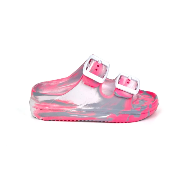 Kız Çocuk Pembe Tokalı Ortopedik Rahat Günlük Plaj Terlik - 6