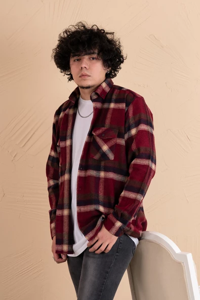 MUGİ RAHAT KESİM EKOSELİ ÇİFT CEPLİ ERKEK ODUNCU GÖMLEK - Resim 4