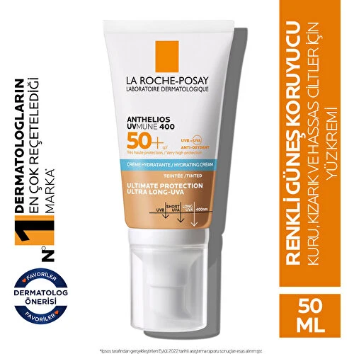 La Roche Posay Anthelios Uvmune400 Spf50 Hydrating Güneş Kremi 50 Ml-TİNTED (Renkli) - SKT: 09/2026 - 2