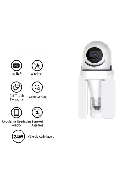 Ev İçi Akıllı Duy Girişli CCTV Güvenlik Kamera ve Led Ampul Ses Özellikli - 2