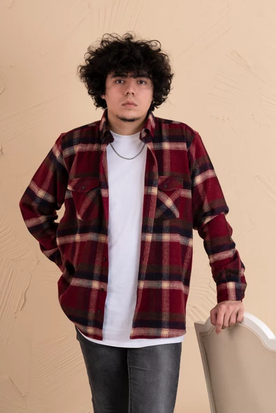 MUGİ RAHAT KESİM EKOSELİ ÇİFT CEPLİ ERKEK ODUNCU GÖMLEK - Resim 3