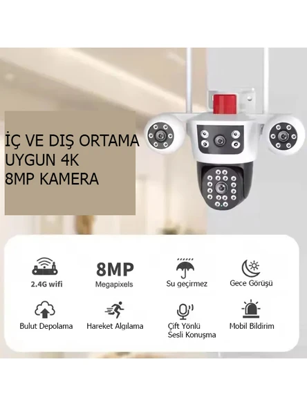 2K QuadHD 4 Kameralı CCTV Güvenlik Kamerası Su Geçirmez IP66 - 2