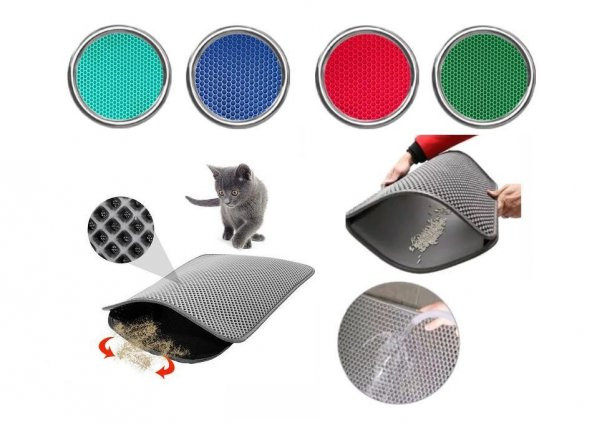 Miapet Elekli Kedi Tuvalet Önü Paspası 60 x 45 cm GRİ - 2