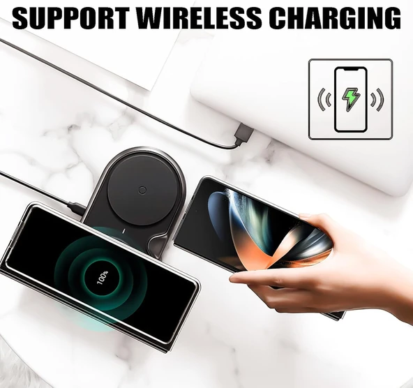 Samsung Galaxy Z Fold 4 Uyumlu Kamera Korumalı Magsafe Wireless Şarj Özellikli Şeffaf Silikon Kılıf - 5