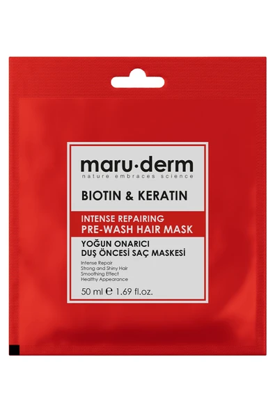 Maru.Derm Duş Öncesi Saç Maskesi - Biotin & Keratin Yoğun Onarıcı Duş Öncesi Saç Maskesi 50 ml