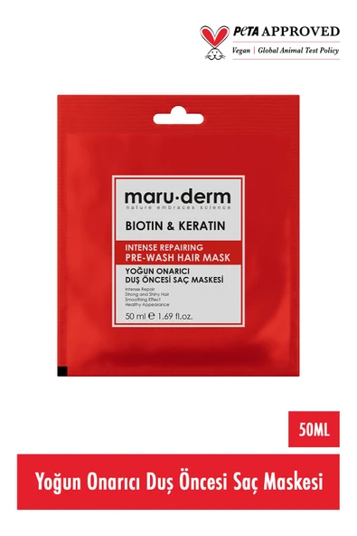 Maru.Derm Duş Öncesi Saç Maskesi - Biotin & Keratin Yoğun Onarıcı Duş Öncesi Saç Maskesi 50 ml - 2