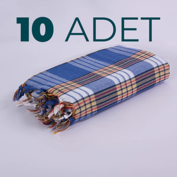 Homedius %100 Pamuk Mavi Hamam Peştemali 10'lu - 80 X 160 Cm