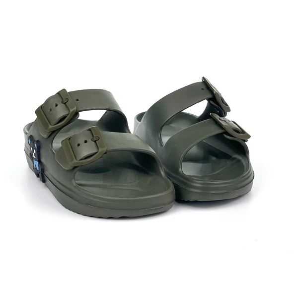 Erkek Çocuk Haki Tokalı Figürlü Ortopedik Rahat Günlük Plaj Terlik - 3