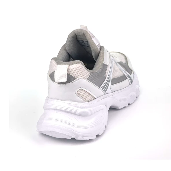 Kadın Beyaz Gümüş Hafif Fileli Günlük Rahat Sneaker Spor Ayakkabı - Resim 8