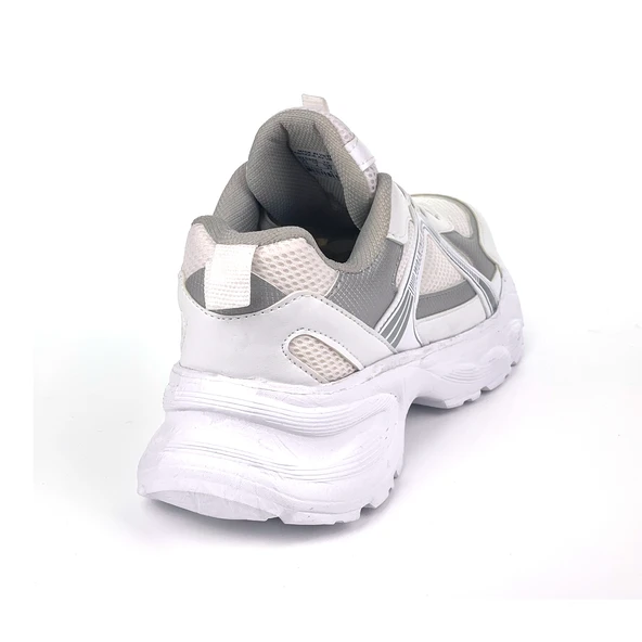 Kadın Beyaz Gümüş Hafif Fileli Günlük Rahat Sneaker Spor Ayakkabı - Resim 4