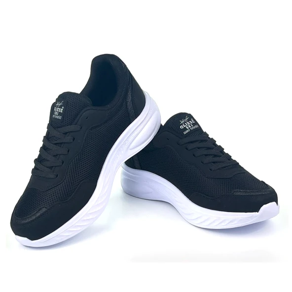 Kadın Siyah Beyaz Hafif Fileli Günlük Rahat Sneaker Spor Ayakkabı - 2
