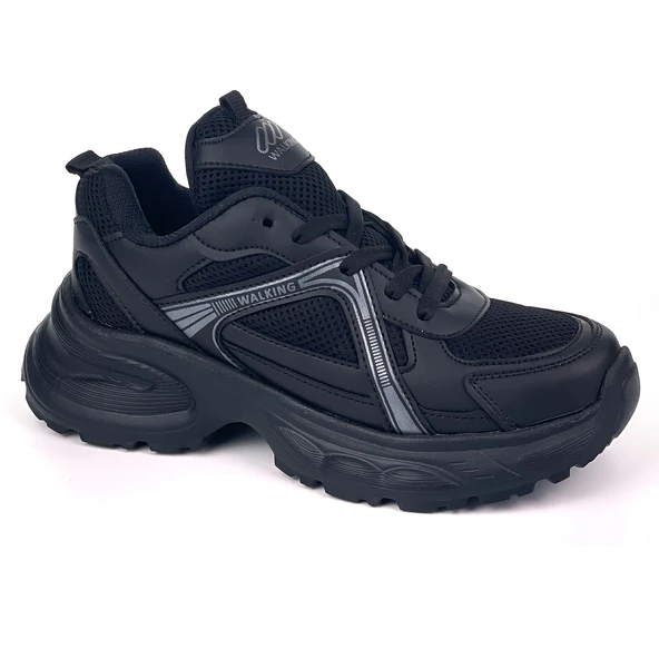 Kadın Siyah Füme Hafif Fileli Günlük Rahat Sneaker Spor Ayakkabı - Resim 2