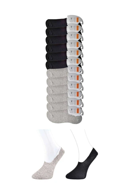 Siyah ve Gri Erkek Babet Çorap 12 çift ürün görseli 1