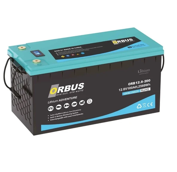 Orbus 12.8 V Volt 200 Ah Amper 2560 Wh Lityum Batarya Lifepo4 Lityum Aku