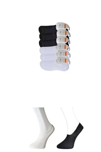 Siyah ve Beyaz Erkek Babet Çorap 6 çift ürün görseli