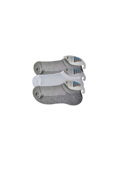 Gri ve Beyaz Erkek Görünmez Çorap 3 çift ürün görseli 1