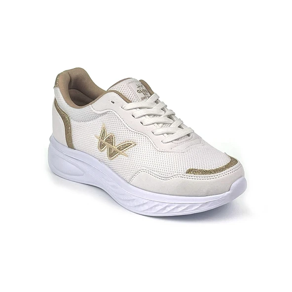 Kadın Beyaz Altın Hafif Fileli Günlük Rahat Sneaker Spor Ayakkabı - 2