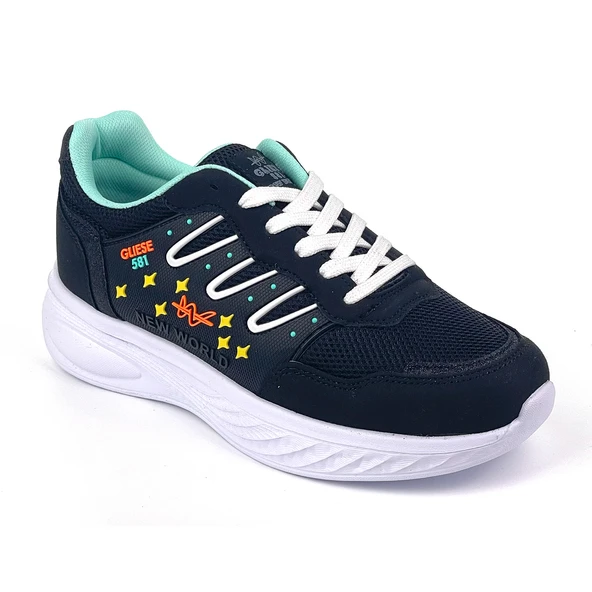 Kadın Su Yeşili Fileli Günlük Rahat Sneaker Spor Ayakkabı ürün görseli