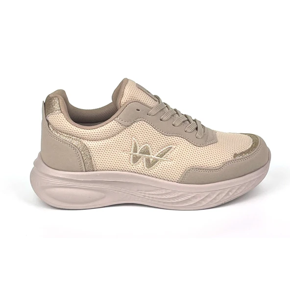 Kadın Bej Hafif Fileli Günlük Rahat Sneaker Spor Ayakkabı - 4
