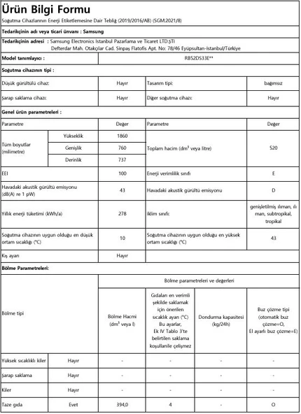 Samsung RB52DS33ESA 520 LT Kombi Tipi Buzdolabı - Resim 8