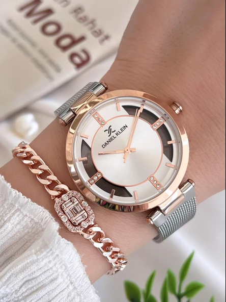 Daniel Klein Çelik Kordon 3 Atm Suya Dayanıklı Özel Tasarım Kadın Kol Saat+Bileklik VS.BLKT.0444 ürün görseli