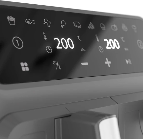 Blaupunkt D7800 Taste Master Çift Hazneli Dokunmatik 4+4 LT Airfryer Fritöz Siyah - Resim 3