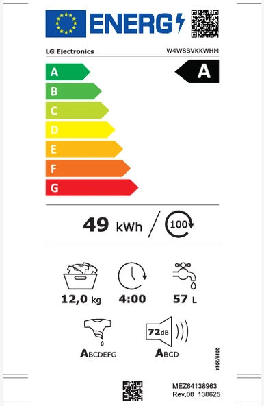 LG W4W8BVKKWHM.ABWPLTK 12 KG Yıkama 10 KG Kurutma 1400 Devir Çamaşır Ve Kurutma Makinesi Beyaz - Resim 5