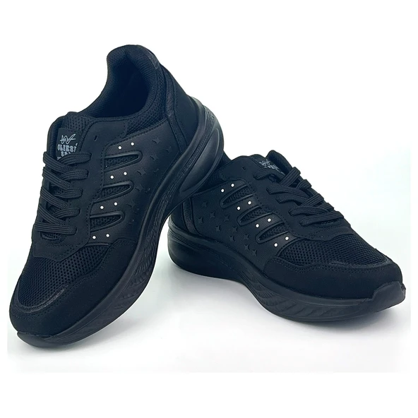 Kadın Siyah Fuşya Fileli Günlük Rahat Sneaker Spor Ayakkabı - Resim 4