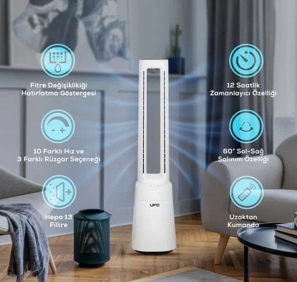 Ufo ATH-20 Kanatsız Fan Ve Hava Temizleyici Beyaz - 5