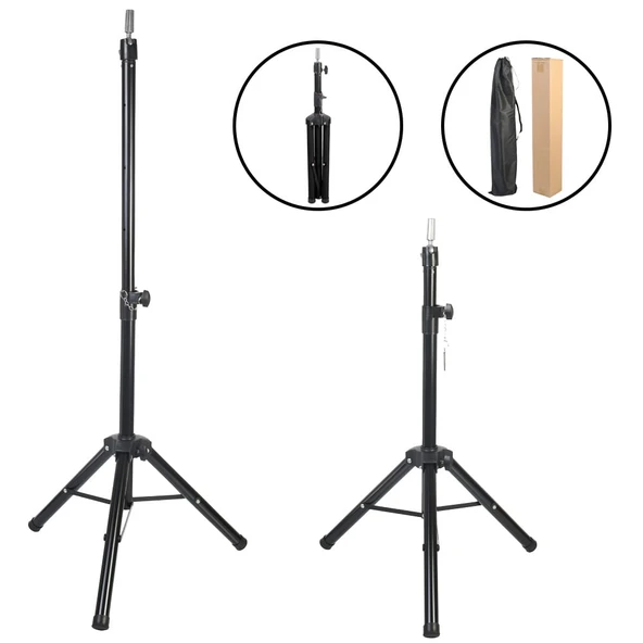Kuaför Eğitim Mankeni İçin Metal Tripod / Siyah + Taşıma Çantası