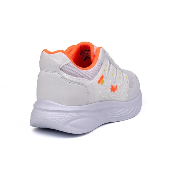Kadın Beyaz Oranj Fileli Günlük Rahat Sneaker Spor Ayakkabı - Resim 5
