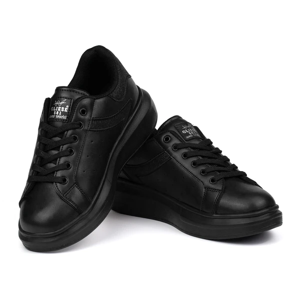 Kadın Siyah Simli Rahat Günlük Sneaker Spor Ayakkabı - Resim 2