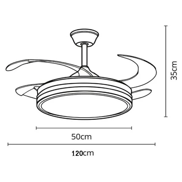 Alvina Tavan Vantilatörü Pervaneli Avize Kumandalı Açılır-kapanır Gizlinebilir Kanat Üç Işık Rengi-12 - 2