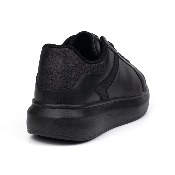 Kadın Siyah Simli Rahat Günlük Sneaker Spor Ayakkabı - Resim 5