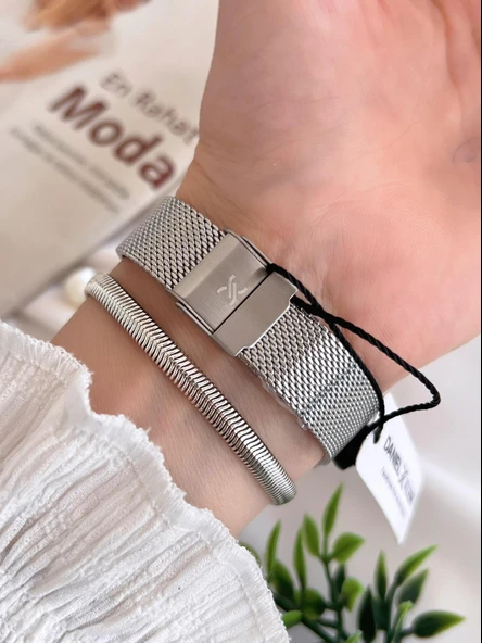 Daniel Klein Çelik Kordon 3 Atm Suya Dayanıklı Özel Tasarım Kadın Kol Saat+Bileklik VS.BLKT.0446 - Resim 3