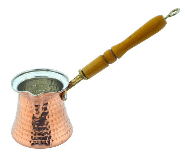 LUDIA Ahşap Saplı El Yapımı Dövme Bakır Cezve no4 Kahve Cezvesi