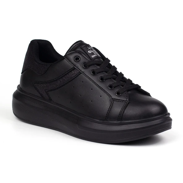 Kadın Siyah Simli Rahat Günlük Sneaker Spor Ayakkabı - Resim 3