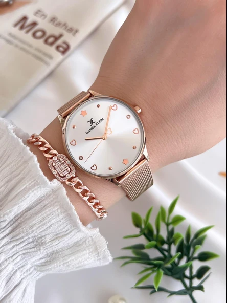 Daniel Klein Çelik Kordon 3 Atm Suya Dayanıklı Özel Tasarım Kadın Kol Saat+Bileklik VS.BLKT.0449 - Resim 2