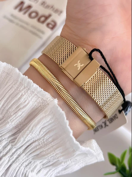 Daniel Klein Çelik Kordon 3 Atm Suya Dayanıklı Özel Tasarım Kadın Kol Saat+Bileklik VS.BLKT.0450 - Resim 3