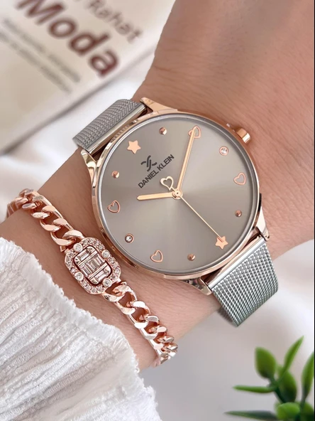 Daniel Klein Çelik Kordon 3 Atm Suya Dayanıklı Özel Tasarım Kadın Kol Saat+Bileklik VS.BLKT.0448 ürün görseli