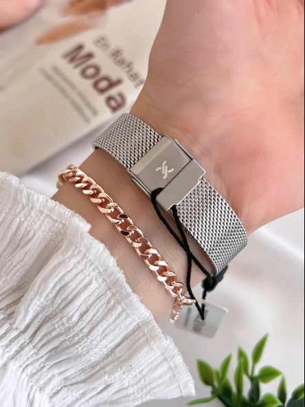 Daniel Klein Çelik Kordon 3 Atm Suya Dayanıklı Özel Tasarım Kadın Kol Saat+Bileklik VS.BLKT.0448 - Resim 3