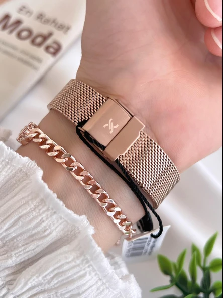 Daniel Klein Çelik Kordon 3 Atm Suya Dayanıklı Özel Tasarım Kadın Kol Saat+Bileklik VS.BLKT.0449 - Resim 3