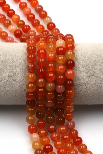 Karnelyan Akik Doğal Taş Dizi 8 mm Küre Kesim ürün görseli