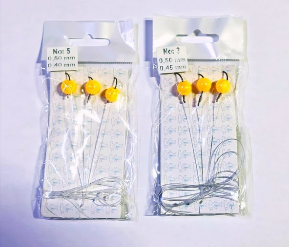 Boncuklu 3 İğneli Sıralı Sazan Takımı 10 mm Sarı