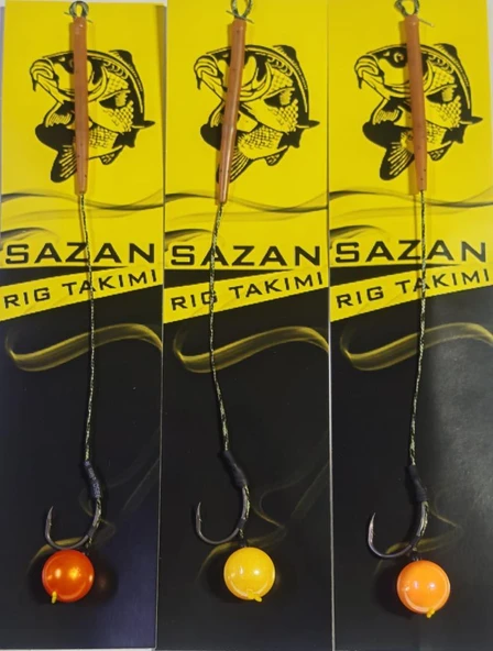 Hazır Yüzen Sazan Rig Takımı Yuvarlak Boncuklu 12 mm 3 lü Paket